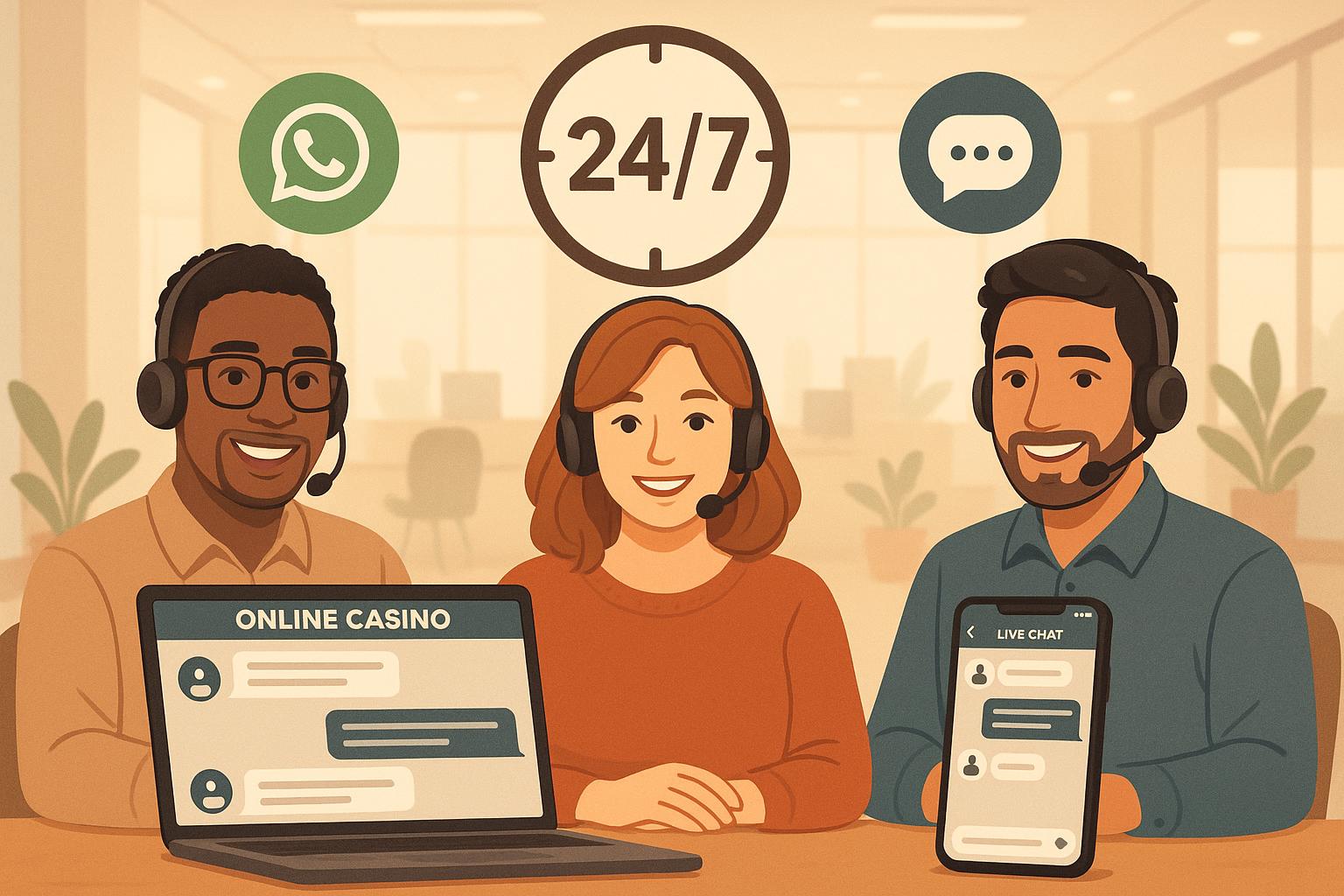 Suporte ao cliente vinte e quatro horas - Atendimento em português via chat, WhatsApp e email